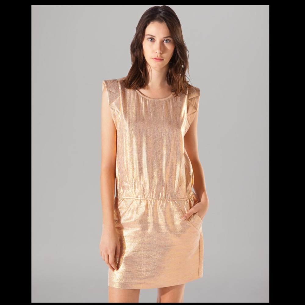 Maje metallic rose gold mini dress